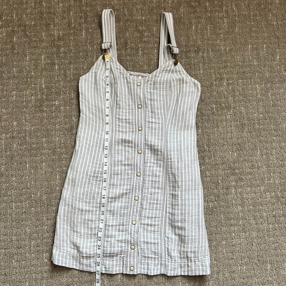 Free People Living Color Overall Mini Dress Grey White Stripe Combo Size XS - Picture 5 of 8